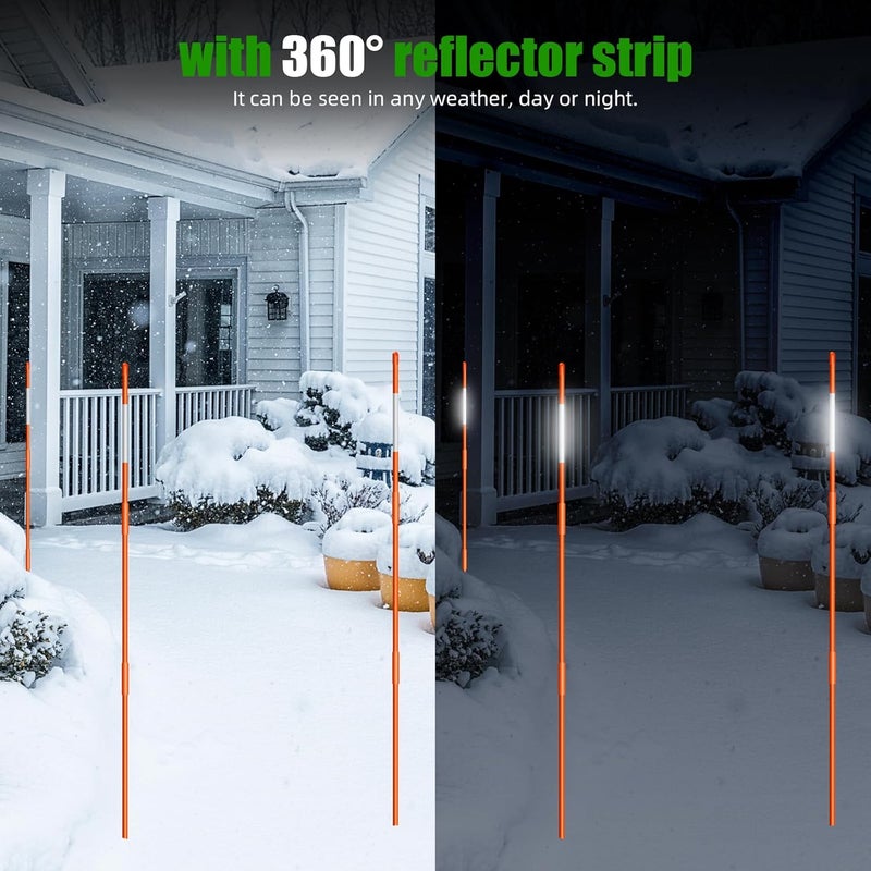 AHKUNMT 20Pcs Driveway Markers,4Ft Driveway Reflective Poles, Orange Fiberglass Snow Stakes with Reflective Tape for Easy Visibility at Night for Parking Lots - Image 4